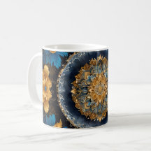 Schattige Mandala Design op blauwe achtergrond met