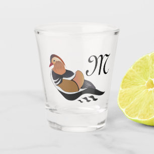 Schattige Mandarijn Duck Swimming Cartoon Shot Glas