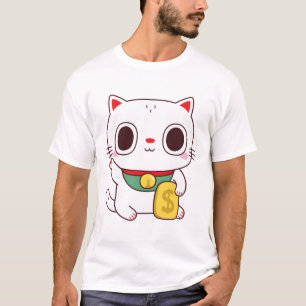 Schattige Maneki Neko Fortune Money Cat T-shirt