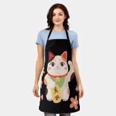 Schattige Maneki Neko Gelukskat Schort (Gedragen)