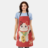 Schattige Maneki Neko Gelukskat Schort (Gedragen)
