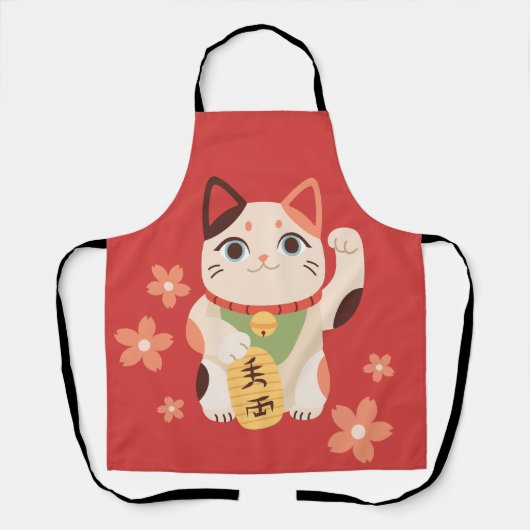 Schattige Maneki Neko Gelukskat Schort (Voorkant)