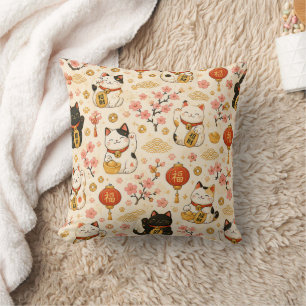 Schattige Maneki Neko Japanse Gelukskat  Kussen