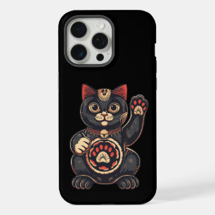 schattige Maneki Neko kattenprint getekend Japans iPhone 15 Pro Max Case