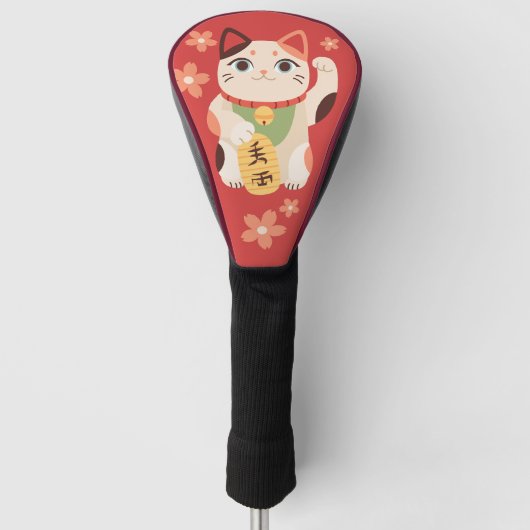 Schattige Maneki Neko Lucky Cat Golfheadcover (Voorkant)