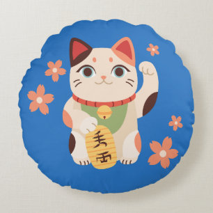 Schattige Maneki Neko Lucky Cat Rond Kussen