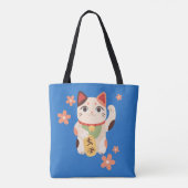 Schattige Maneki Neko Lucky Cat Tote Bag (Achterkant)