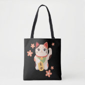 Schattige Maneki Neko Lucky Kat Tote Bag (Voorkant)