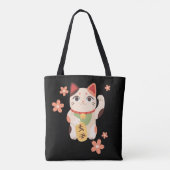 Schattige Maneki Neko Lucky Kat Tote Bag (Achterkant)