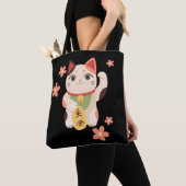 Schattige Maneki Neko Lucky Kat Tote Bag (Dichtbij)