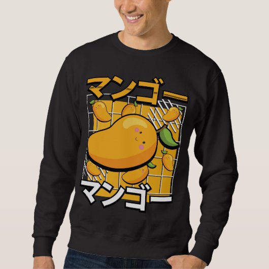 Schattige Mango Fruit Kawaii Japans Retro Anime Trui (Voorkant)