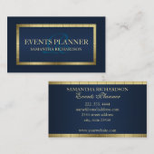 Schattige mannelijk modern marineblauw en goudgeom visitekaartje (Voorkant / Achterkant)