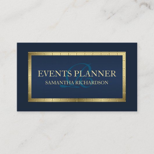 Schattige mannelijk modern marineblauw en goudgeom visitekaartje (Voorkant)