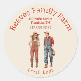 Schattige Mannelijk Vrouw Homesteaders Label Stick