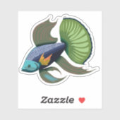 Schattige Mannelijke Beta Vis Cartoon Karakter Sticker (Vel)