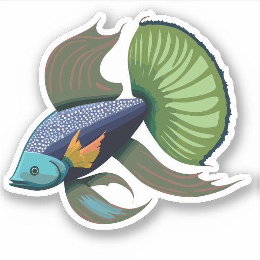 Schattige Mannelijke Beta Vis Cartoon Karakter Sticker (Voorkant)