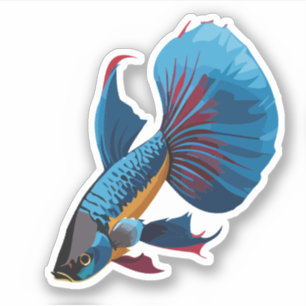 Schattige Mannelijke Beta Vis Cartoon Karakter Sticker