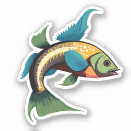 Schattige Mannelijke Beta Vis Cartoon Karakter Sticker