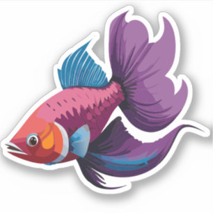 Schattige Mannelijke Beta Vis Cartoon Karakter Sticker