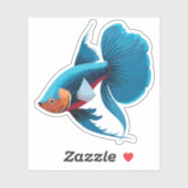Schattige Mannelijke Beta Vis Cartoon Karakter Sticker (Vel)
