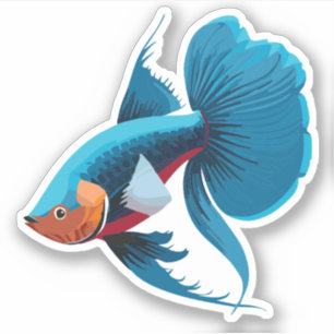 Schattige Mannelijke Beta Vis Cartoon Karakter Sticker