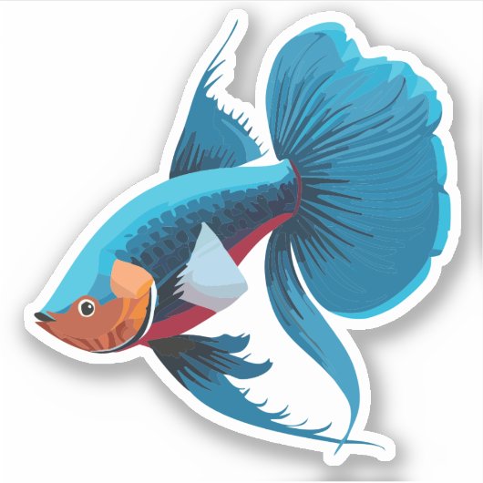 Schattige Mannelijke Beta Vis Cartoon Karakter Sticker (Voorkant)