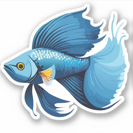 Schattige Mannelijke Beta Vis Cartoon Karakter Sticker (Voorkant)