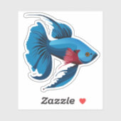 Schattige Mannelijke Beta Vis Cartoon Karakter Sticker (Vel)