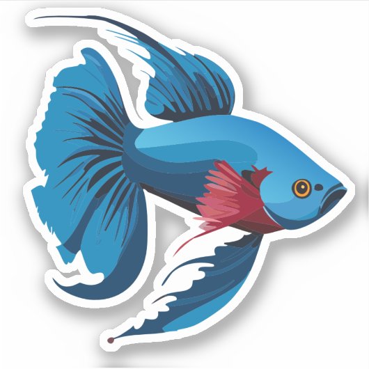 Schattige Mannelijke Beta Vis Cartoon Karakter Sticker (Voorkant)