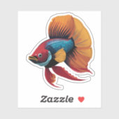 Schattige Mannelijke Beta Vis Cartoon Karakter Sticker (Vel)