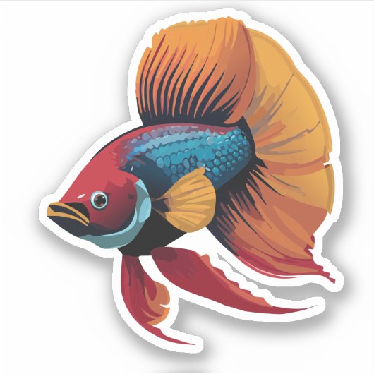 Schattige Mannelijke Beta Vis Cartoon Karakter Sticker (Voorkant)