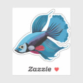 Schattige Mannelijke Beta Vis Cartoon Karakter Sticker (Vel)