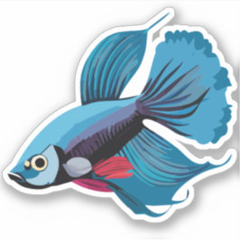 Schattige Mannelijke Beta Vis Cartoon Karakter Sticker