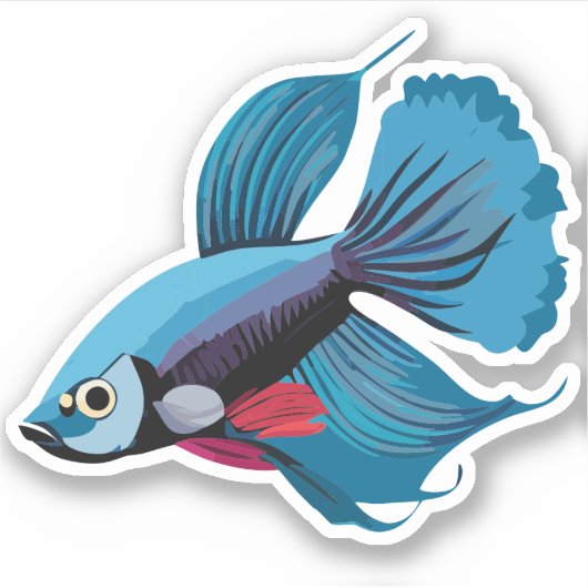 Schattige Mannelijke Beta Vis Cartoon Karakter Sticker (Voorkant)
