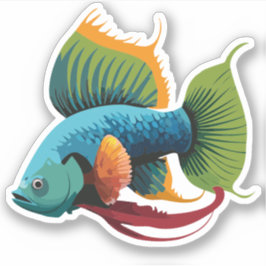 Schattige Mannelijke Beta Vis Cartoon Karakter Sticker