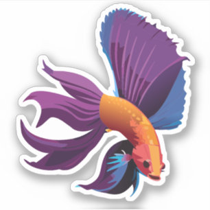 Schattige Mannelijke Beta Vis Cartoon Karakter Sticker