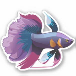 Schattige Mannelijke Beta Vis Cartoon Karakter Sticker