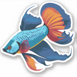 Schattige Mannelijke Beta Vis Cartoon Karakter Sticker