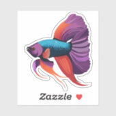 Schattige Mannelijke Beta Vis Cartoon Karakter Sticker (Vel)