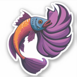 Schattige Mannelijke Beta Vis Cartoon Karakter Sticker