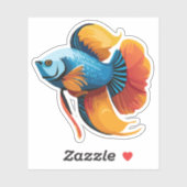 Schattige mannelijke Beta-vis-cartoonpersonage Sticker (Vel)
