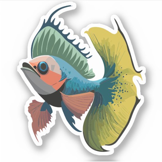 Schattige mannelijke betavis cartoon karakter sticker (Voorkant)