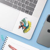 Schattige mannelijke betavis cartoon karakter sticker (Laptop met iPhone)