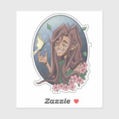 Schattige mannelijke elf en bleke crème vlinder sticker (Vel)