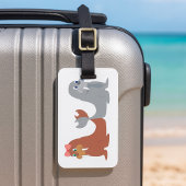 Schattige mannelijke en Vrouw walrussen Bagagelabel