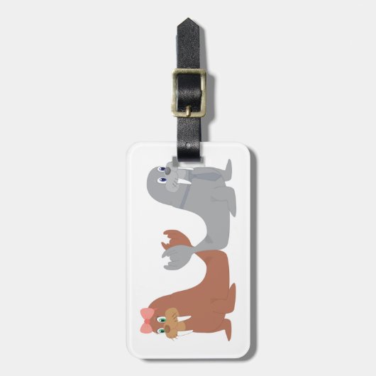 Schattige mannelijke en Vrouw walrussen Bagagelabel (Voorkant verticaal)