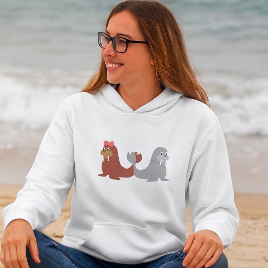 Schattige mannelijke en Vrouw walrussen Hoodie