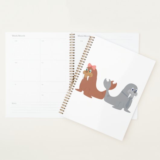 Schattige mannelijke en Vrouw walrussen Planner (Display)