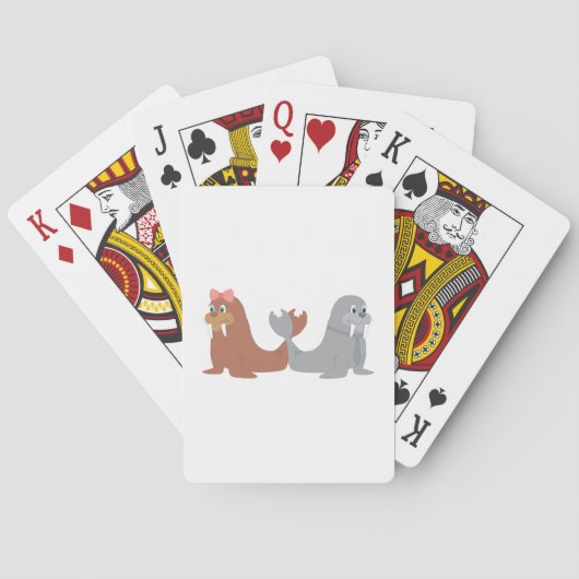 Schattige mannelijke en Vrouw walrussen Pokerkaarten (Achterkant)