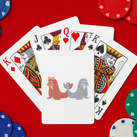Schattige mannelijke en Vrouw walrussen Pokerkaarten
